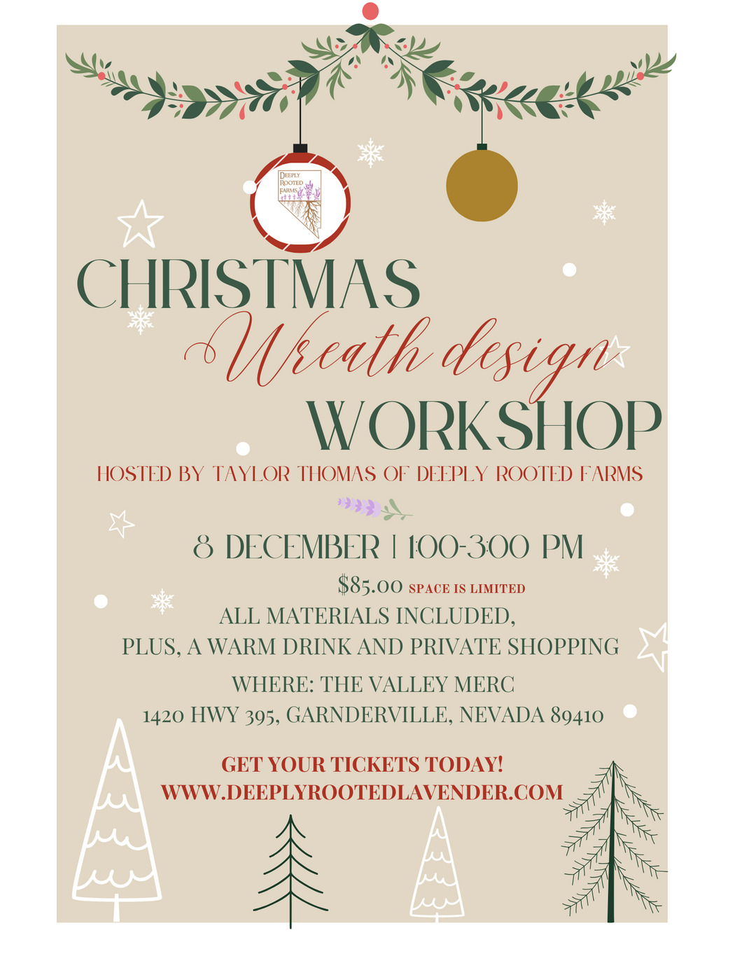 Gardnerville location, Christmas Wreath Workshop